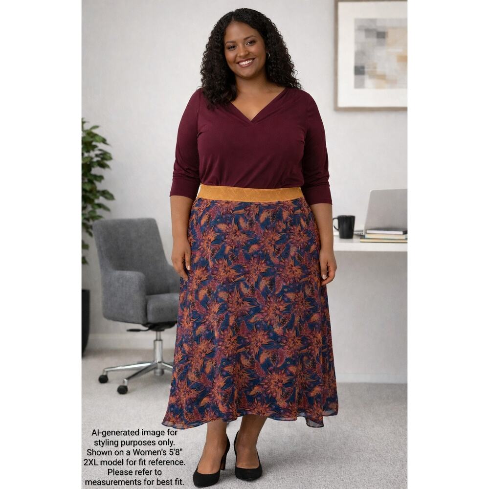 LuLaRoe Lola Chiffon Midi Skirt Floral 2XL NWT